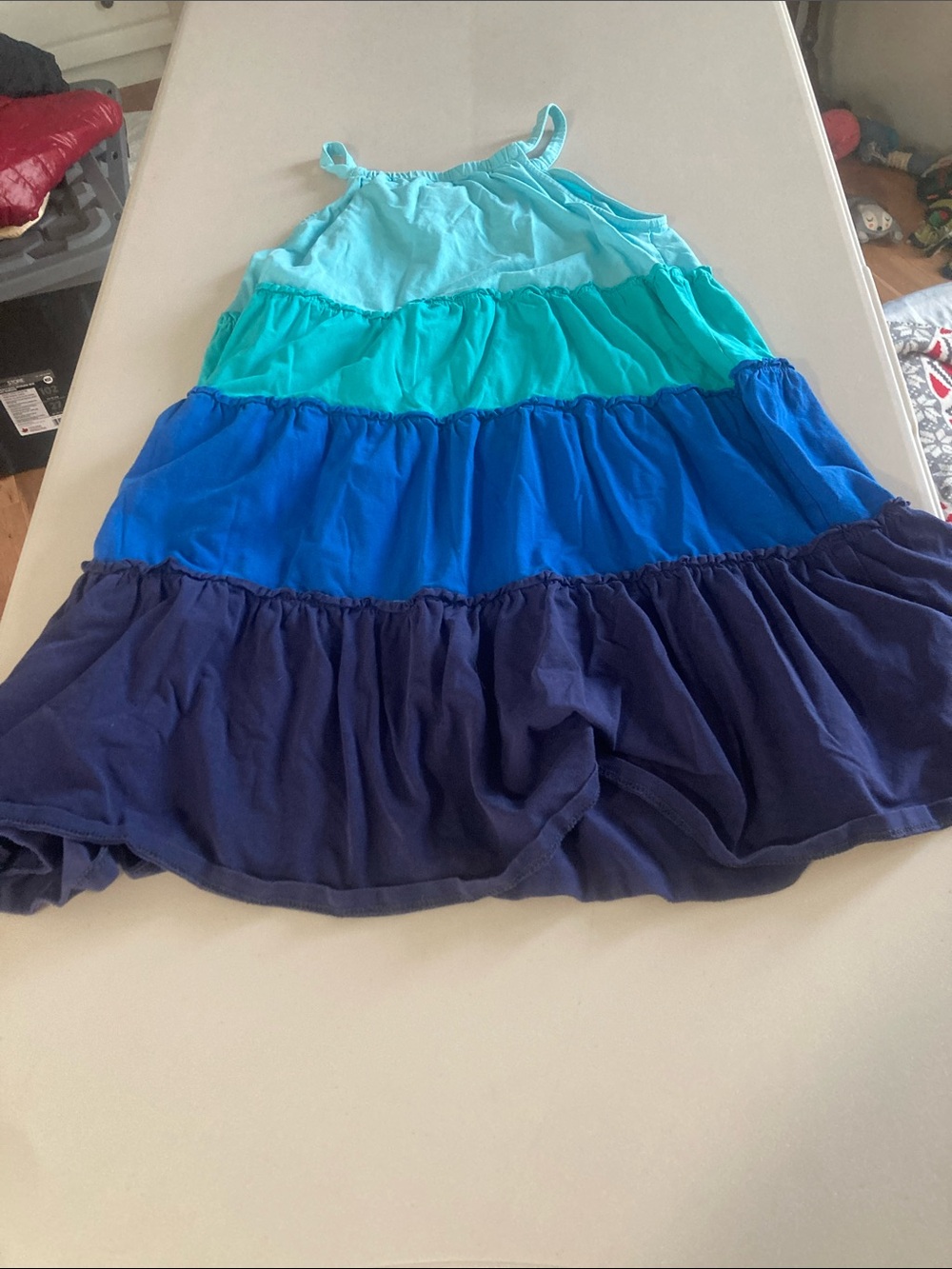 Joe Fresh Girls Strappy Tiered Dress in Aqua, Teal, Blue & Navy - Picture 3 of 3